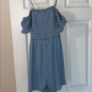 Light blue ruched romper